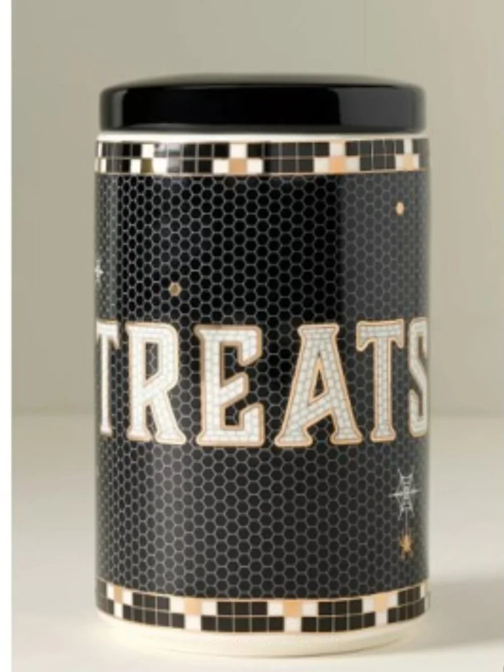 Anthropologie Bistro Tile Stoneware Canister: Halloween Edition – Treats - NWT